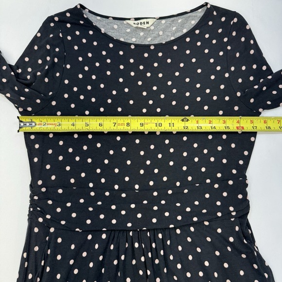 Boden Abigail Dress Womens 10R Polka Dot Navy Pink Midi Long Sleeve Jersey Knit - Picture 14 of 16